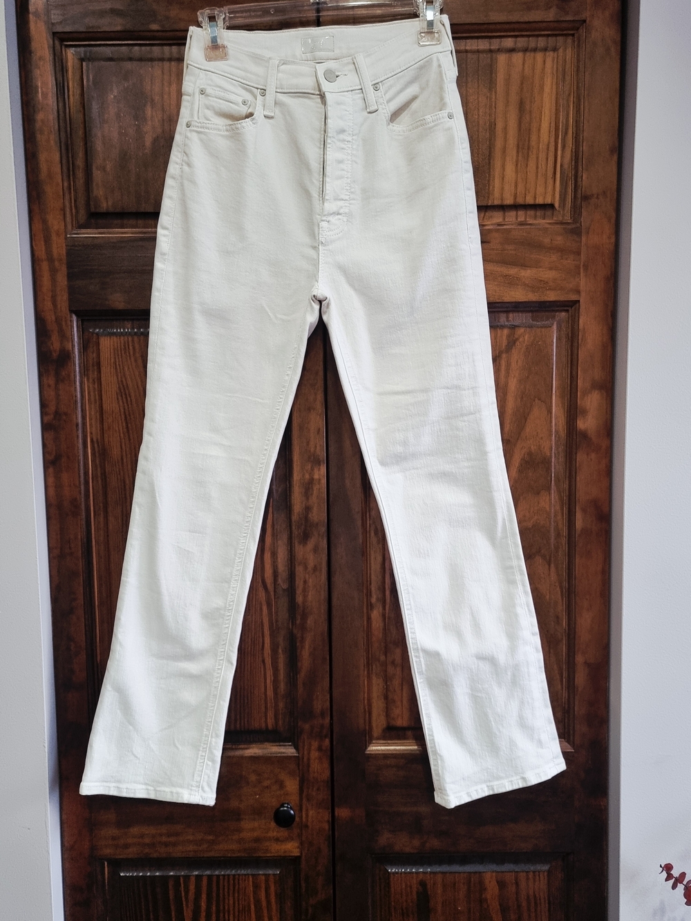 MOTHER Cream Wide-Leg Jeans